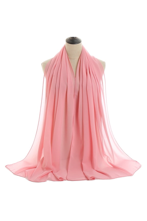 Transparent Chiffon Shawl Scarf -1 Piece, 70.87 28.35 Inches, Women'S Elegant And Soft Chiffon Scarf, Flowing Pleated Design Evening Gown Shawl, Pink