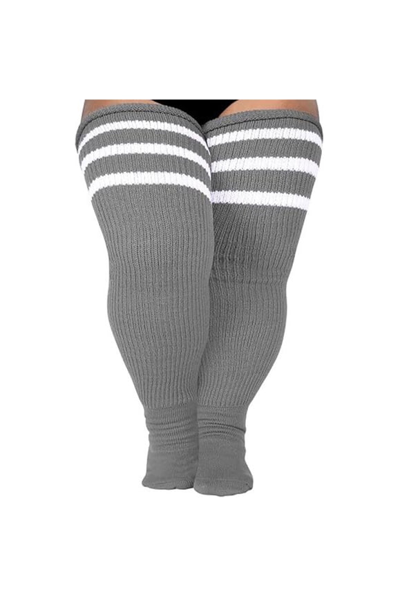 Ultra Wide Thigh Socks 1 Pair Grey, One Size, Ultra Wide and Ultra Long Design, Suitable for Men and Women, Breathable and Odorous Socks for All Day Work