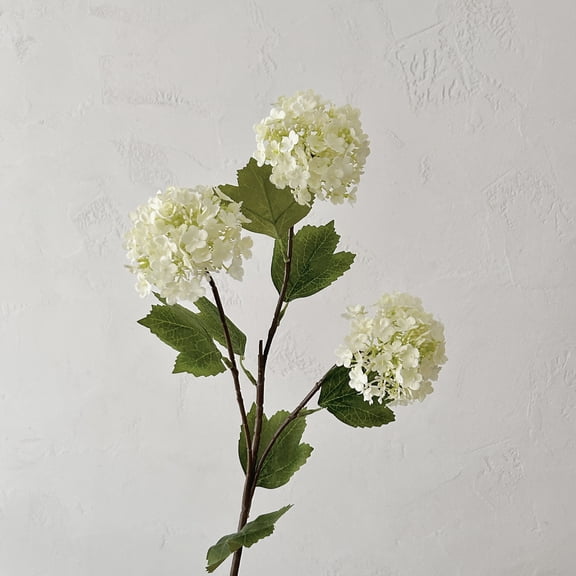 Xiao Hua White 3-Head Simulated Snowball Flower -2 Pieces, 30.31 * 3.15 Inches, Bendable Metal Wire Flower Stem, Vase Decoration Artificial Flowers, Diy Bouquet Decoration