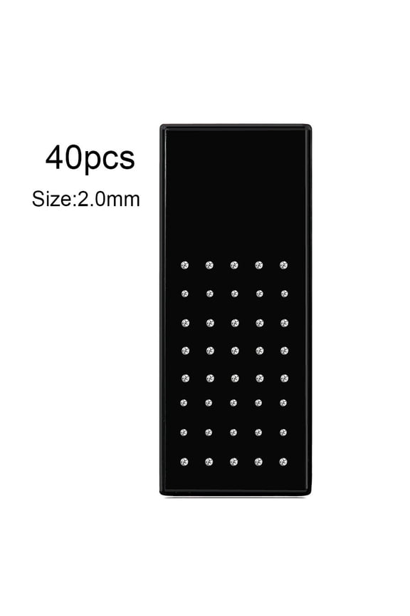White straight nose nail set 1 box (about 40 pieces), 2mm wide, rust proof, lead-free, men's and women's daily wear perforated jewelry