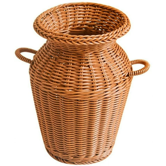 Xiao Hua willow vase, woven rattan flower basket, simple flower stand suitable for wedding home decoration, light brown, 1 piece