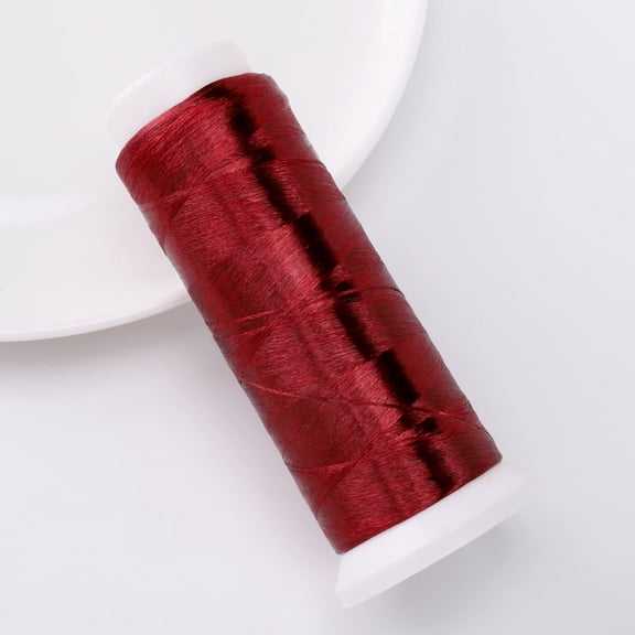 Xiao Hua Wine Red Embroidery Thread -1 Roll, 1312.34Yd Long, Polyester Velvet Thread, Used For Hand Embroidery, Bead Thread, And Various Diy Crafts Decorative Stitching