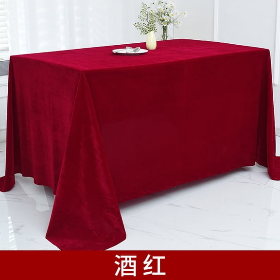 Xiao Hua Wine Red Wedding Tablecloth -1 piece, 118.1162.99 inches premium velvet fabric, used for formal decoration at parties, corporate events, restaurants, and wedding events