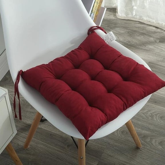 Xiao Hua Wine Red square seat cushion -6 pieces, 15.75 * 15.75 inches, with straps, suitable for kitchen, dining room, office and home office chair cushions