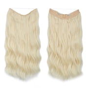 Xiao Hua Wire Hair Extensions Thick Curly Wavy Invisible Secret Extension Fish Line Clip in Hairpiece Synthetic for Women 20 Inch ,Blonde