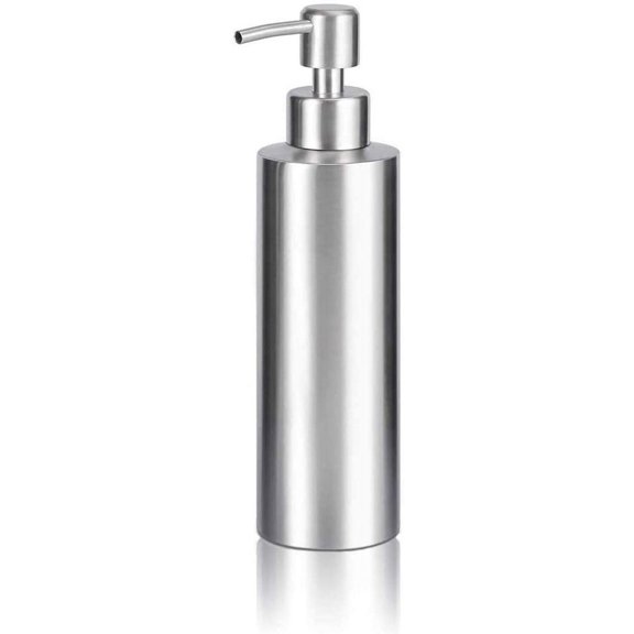 Xiao Hua Wire drawn nickel soap dispenser suitable for bathrooms, bedrooms, and kitchens, stainless steel metal pump hand sanitizer bottle, 1 piece 350ml