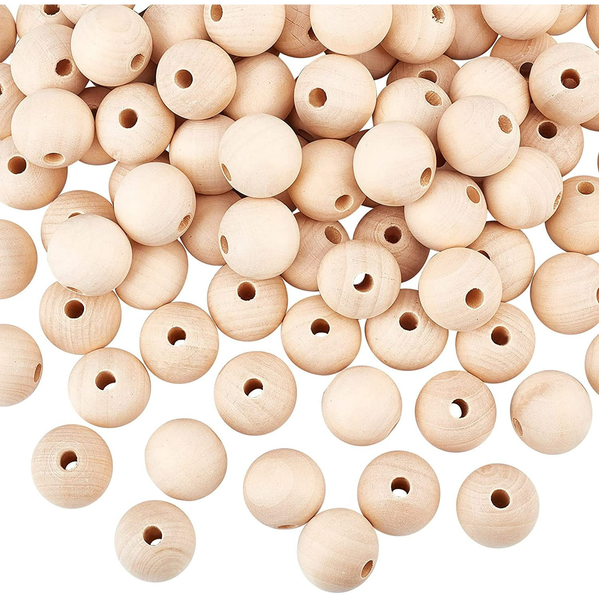 Xiao Hua Wood Beads 100 pieces, 25mm (1 inch) natural unprocessed wooden spacer beads, suitable for bracelet pendants, handicrafts, hair accessories, DIY production, Christmas decoration