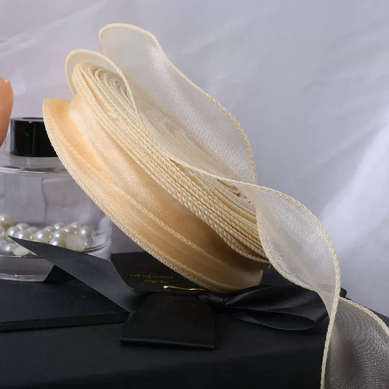 Xiao Hua beige transparent mesh ribbon 1.57 inches x 40 yards long ...