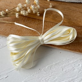 Xiao Hua beige ultra narrow satin ribbon 0.12 inches wide x 32.8 feet long, 2 pieces of double-sided thin satin ribbon, used for gift packaging, decoration hanging, and craft projects
