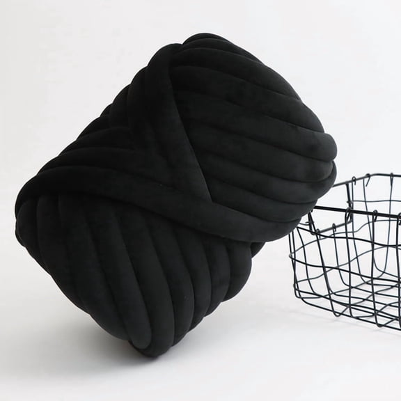 Xiao Hua black 500g 1 roll arm knitted yarn, 0.98-1.18 inch wide tube knitted blanket yarn, soft velvet crochet hand woven yarn, very suitable for arm finger knitting