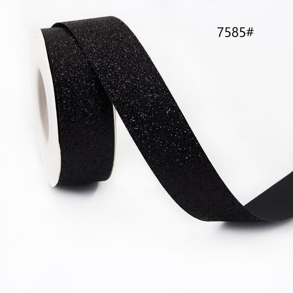 Xiao Hua black Shining Ribbon - Width 0.98 inches x Length 10 yards, 2 Christmas Tree Decorative Ribbons, Shining Silk Ribbon for Crafts, Shining Ribbon for Gift Packaging