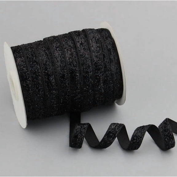 Xiao Hua black Sparkling Ribbon -0.39 inches wide x 50 yards long, used for birthday party decoration, Sparkling Craft Ribbon, Gift Packaging Decorative Ribbon, 1 piece