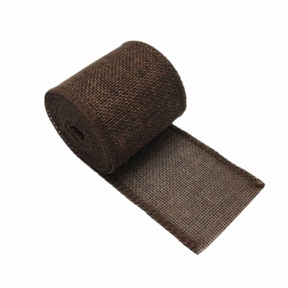 Xiao Hua brown Country Ribbon -4 pieces, 2.36 inches wide, 3-meter-long imitation linen ribbon, Christmas tree wreath making ribbon, and farmhouse style ribbon