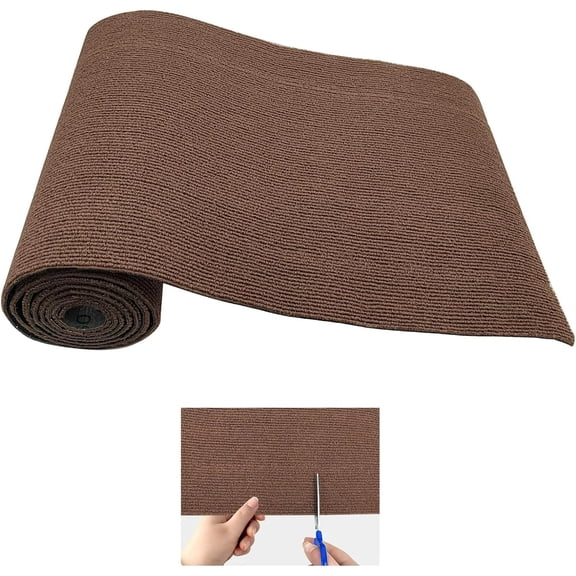 Xiao Hua can cut cat scratch carpet mat, self-adhesive cat scratch roll, DIY multifunctional protective mat, suitable for steps, sofas, and furniture, dark brown 15.75 * 39.37 inches, 1 piece