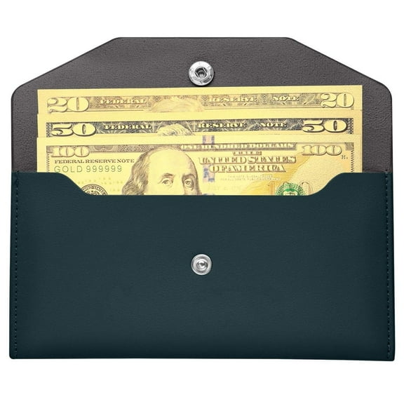 Xiao Hua cash envelope PU leather, reusable waterproof cash wallet 7.2 x 3.6 inches (dark blue)