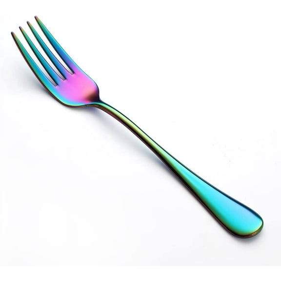 Xiao Hua colorful salad fork set. Stainless steel dessert fork. 8-piece set of colorful silver cutlery forks. Mirror polishing, dishwasher washable. 6.7 inches