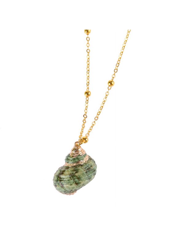 conch pendant necklace with gold border inlaid shell necklace, adjustable shell jewelry gift 02