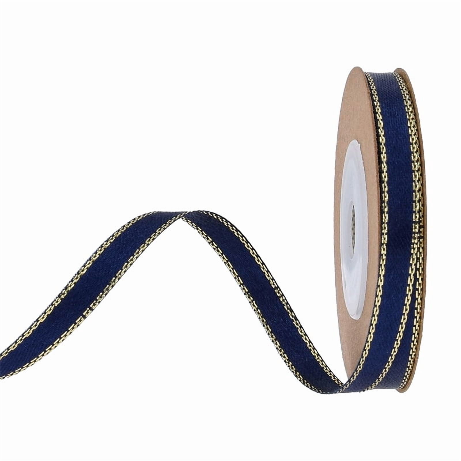 Xiao Hua dark blue gold border ribbon, 2 pieces 0.24 inches wide, 50 ...