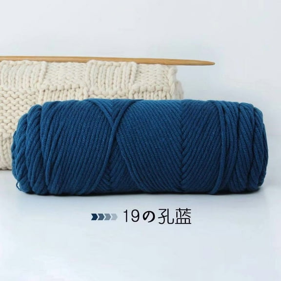 Xiao Hua deep blue 8-strand wool yarn, 100g 1 roll cotton crochet yarn, soft touch, warm and durable, suitable for hats, scarves, gloves, thick blankets crochet, style 01