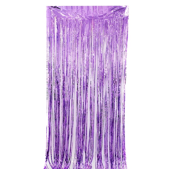 Xiao Hua door curtain background decoration rain curtain bright tassel ribbon background party supplies 2Pcs Light purple plastic rain silk curtains, 78.60X39.30in