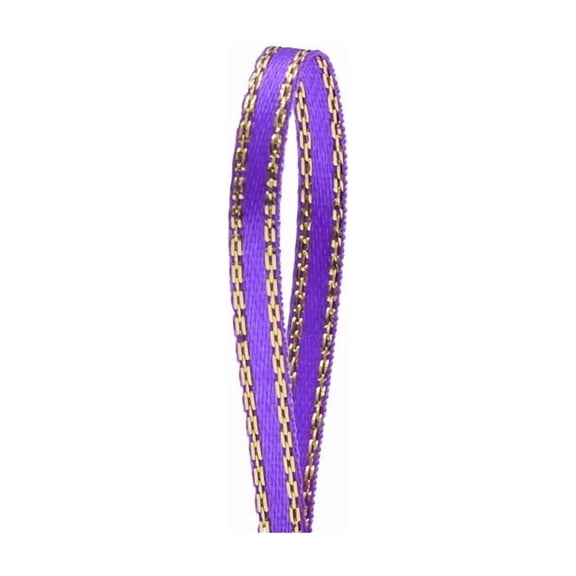 Xiao Hua double-sided gold border ribbon -5 pieces of Purple gold border ribbon, 0.12 inches wide, ideal gift packaging ribbon decoration for wedding bouquets and craft projects