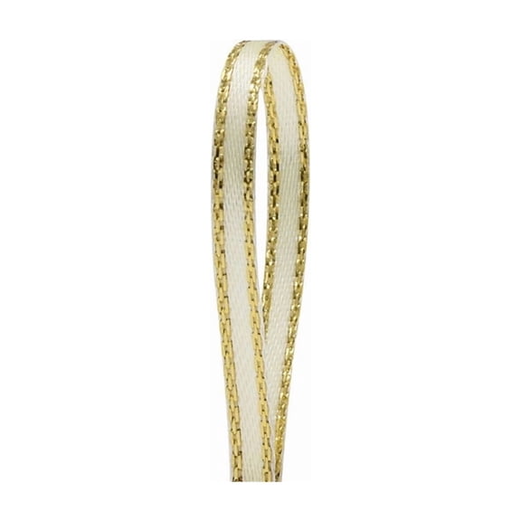 Xiao Hua double-sided gold border ribbon -5 pieces of beige gold border ribbon, 0.12 inches wide, ideal gift packaging ribbon decoration for wedding bouquets and craft projects
