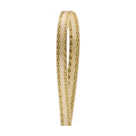 Xiao Hua double-sided gold border ribbon -5 pieces of khaki gold border ribbon, 0.12 inches wide, ideal gift packaging ribbon decoration for wedding bouquets and craft projects