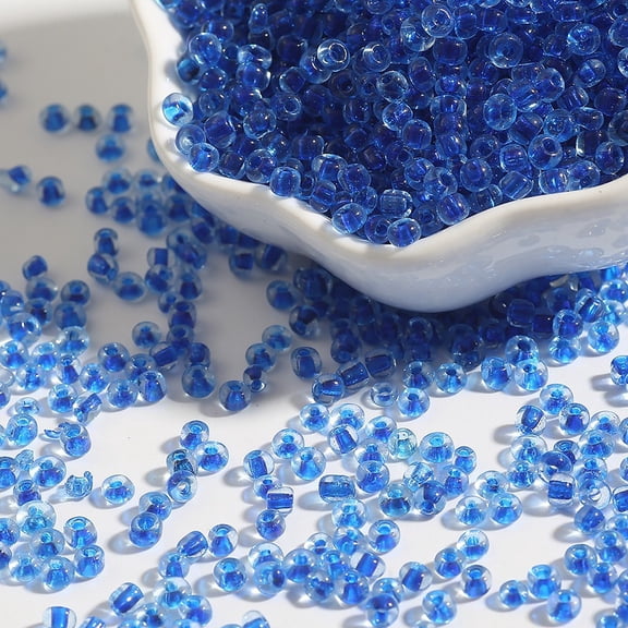 Xiao Hua dye core glass rice beads approximately 1000 pieces -2mm (0.08 in) millet beads, bracelet, necklace, earring jewelry making kit, bead weaving and weaving DIY products, Dark Blue