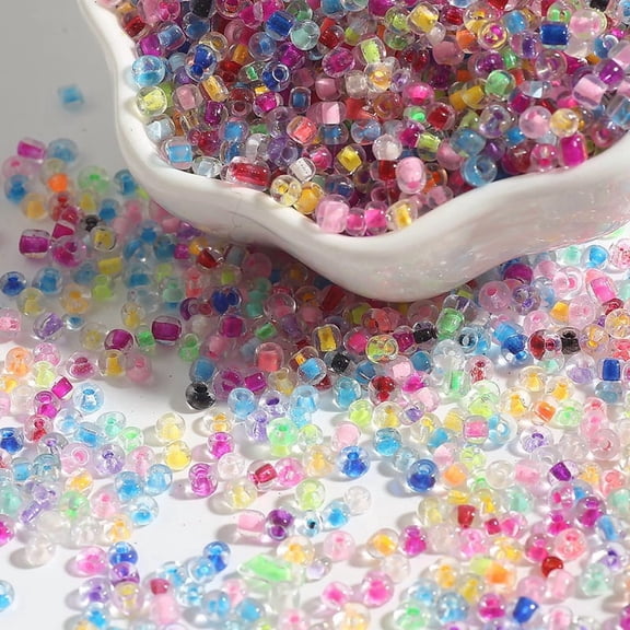 Xiao Hua dye core glass rice beads approximately 500 pieces -3mm (0.12 in) millet beads, bracelet, necklace, earring jewelry making kit, bead weaving and weaving DIY products, Mixed colors
