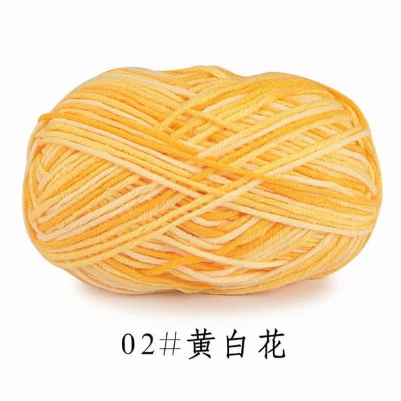 Xiao Hua dyed yarn -2 rolls of 50G yellow wool dyed yarn, high-quality soft wool blended yarn, bright rainbow yarn suitable for DIY crochet, scarves, blankets