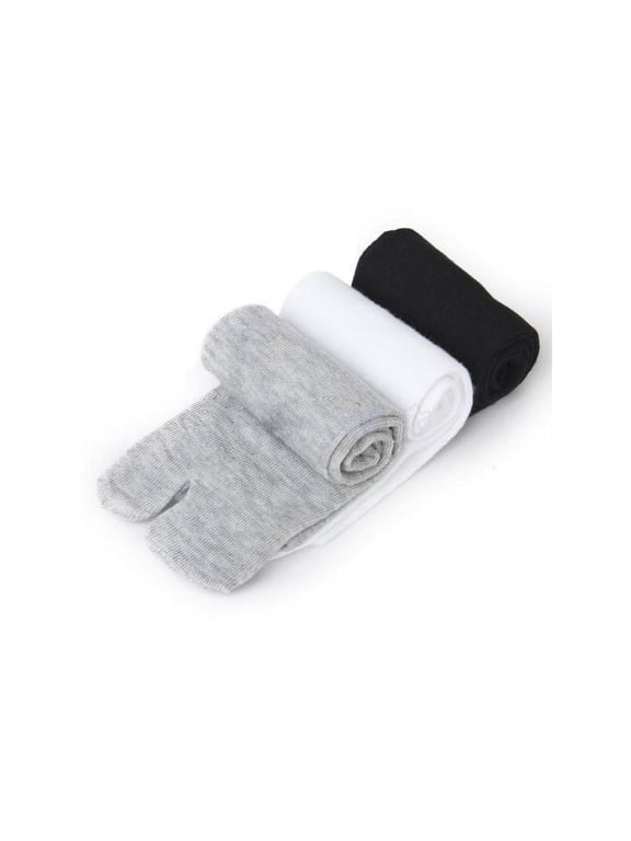 flip flops big toe cotton socks, 3 pairs of split toe socks, black+white+gray