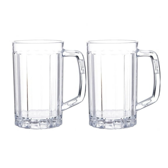Xiao Hua frozen 680ml beer mug with handle, 2-piece set, transparent large beer mug, used for brewing tea and drinking coffee, acrylic beer mug, the best gift for dad and husband
