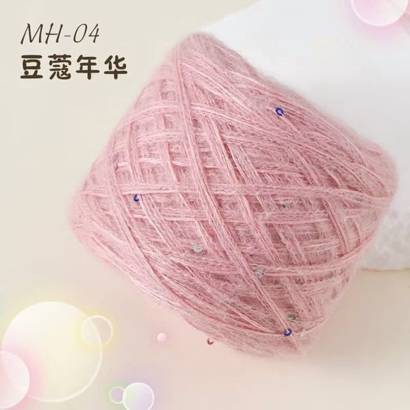 Xiao Hua glitter yarn -2 rolls, 50g pink glitter mohair, ideal glitter yarn for DIY glitter yarn projects, handmade decoration, and holiday knitting crafts