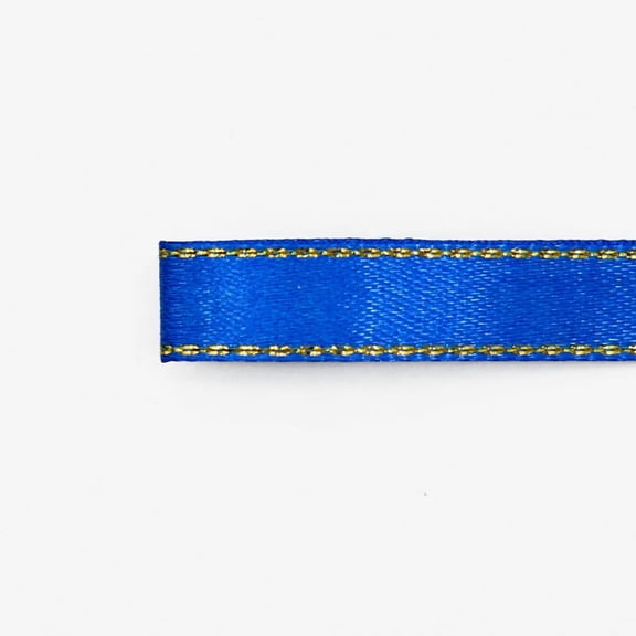 Xiao Hua gold edged royal blue ribbon -2 pieces, 0.39 inches wide and 22 meters long, wedding bouquet ribbon and event, craft, and gift party decoration ribbon