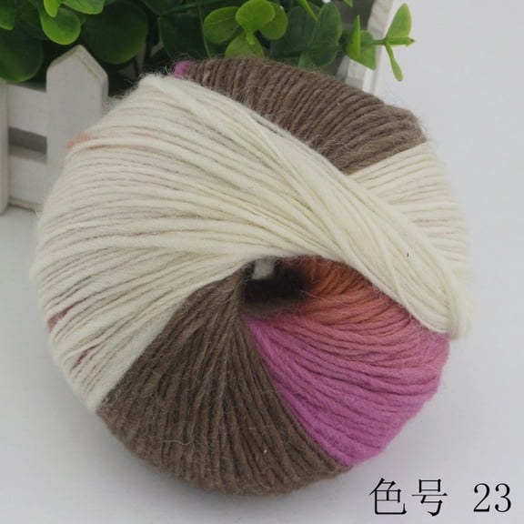 Xiao Hua gradient yarn -2 rolls of 50G White+Brown+Purple soft multi-color yarn, high-quality rainbow yarn, perfect for DIY knitting, used for scarves, blankets, and handmade decorations