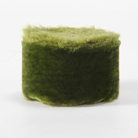 Xiao Hua grass green Plush Ribbons -2 pieces, 1.57 inches wide, 3 yards long, Craft Ribbons, Edded Plush Ribbons, Christmas Decorative Ribbons, Retro Style Ribbons