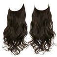 thumbnail image 1 of Xiao Hua invisible fishing line wire hair extension, long wavy curly synthetic fiber, adjustable headband style hair extension, 16 inch dark brown, 1 piece, style A, 1 of 4