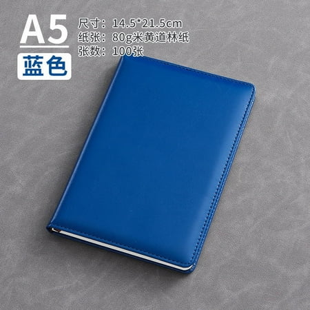 Xiao Hua leather diary A5 hardcover notebook with pen case, leather binding, suitable for office, work, daily and travel diary writing -100 sheets, 200 pages Blue