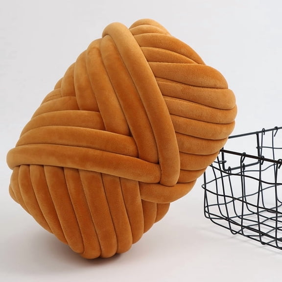 Xiao Hua light brown 500g 1 roll arm knitted yarn, 0.98-1.18 inch wide tube knitted blanket yarn, soft velvet crochet hand woven yarn, very suitable for arm finger knitting