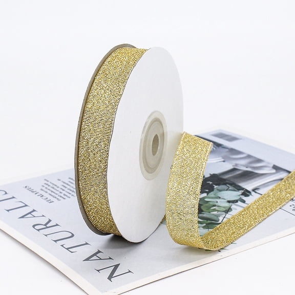 Xiao Hua light gold Transparent Ribbon -2 pieces, 0.59-inch wide gift packaging ribbon, wedding ribbon, multifunctional transparent ribbon, used for crafts, decoration, and gifts