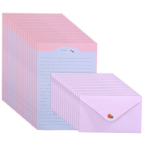 Xiao Hua lined paper and envelope set, suitable for cards, birthdays, weddings, ceremonies, 30 envelopes and 60 sheets of paper