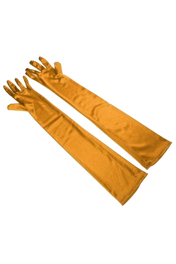 matte satin opera gloves length 53 cm (orange)