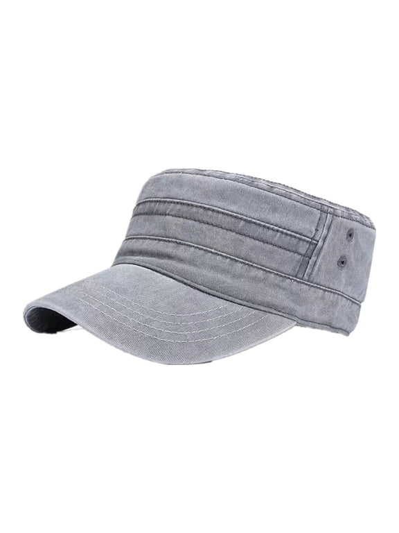 military school cap military style baseball cap flat top washed spring summer retro low brim military school cap, 1 piece, gray