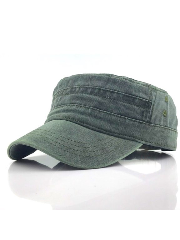 military school cap military style baseball cap flat top washed spring summer retro low brim military school cap, 1 piece, green