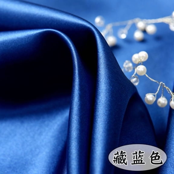 Xiao Hua navy blue colored satin fabric 39.37 x 59.06 inches, 1 piece - Soft and smooth satin fabric, perfect for party background material satin, packaging lined with silk fabric