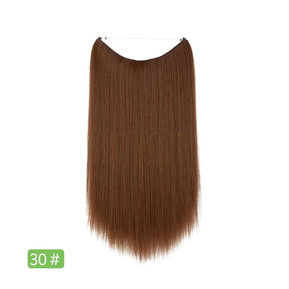Xiao Hua one-piece straight hair extensions, 14 inch long wig with invisible thread design, suitable for curly or straight hair, multi-functional styling wig, Style E, 1 piece