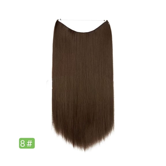 Xiao Hua one-piece straight hair extensions, 16 inch long wig with invisible thread design, suitable for curly or straight hair, multi-functional styling wig, Style C, 1 piece