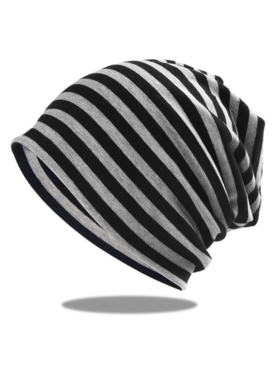 organic cotton loose cap - trendy pile cap - loose sleep cap, black stripe, 1 piece