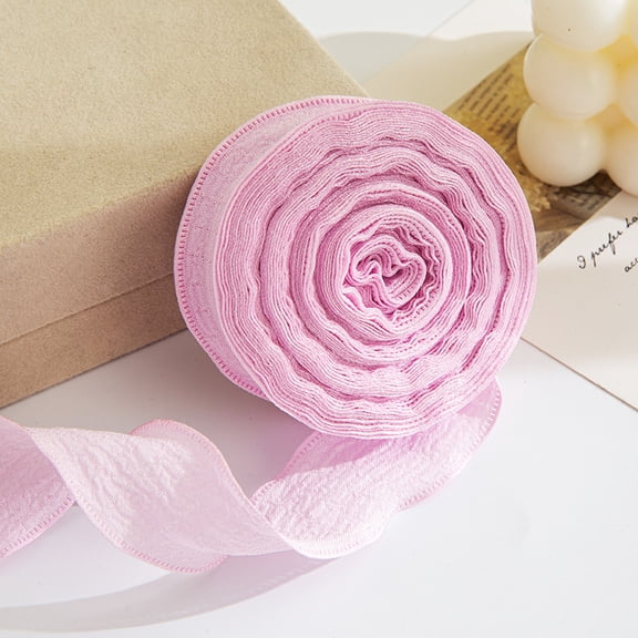 Xiao Hua pink Ruffle Ribbons -2 pieces, 0.98 inches wide, 9 meters long, Ruffle Craft Ribbons, Wedding Gift Packaging Decorative Ruffle Ribbons, and Home Decoration Ribbons
