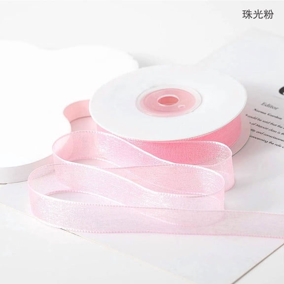 Xiao Hua pink Transparent Ribbon -2 pieces, 0.98 inches wide, 10 yards long gift wrapping ribbon, Christmas tree bow ribbon, and elegant gift wrapping ribbon decoration